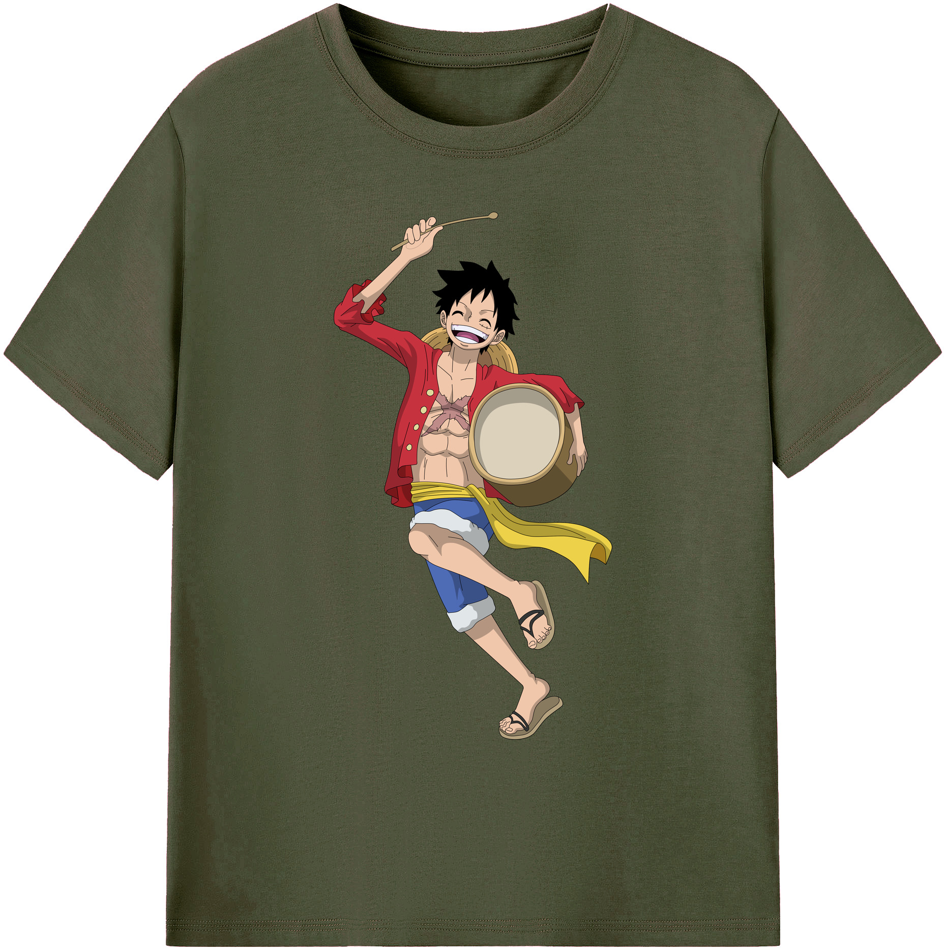 ワンピース モンキー・D・ルフィ ONE PIECE Monkey D. Luffy 綿100％ メンズ半袖Tシャツ｜肌触りやわらか＆通気性